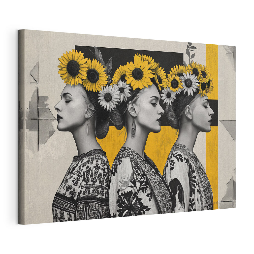 Group of women with sunflowers in their hair