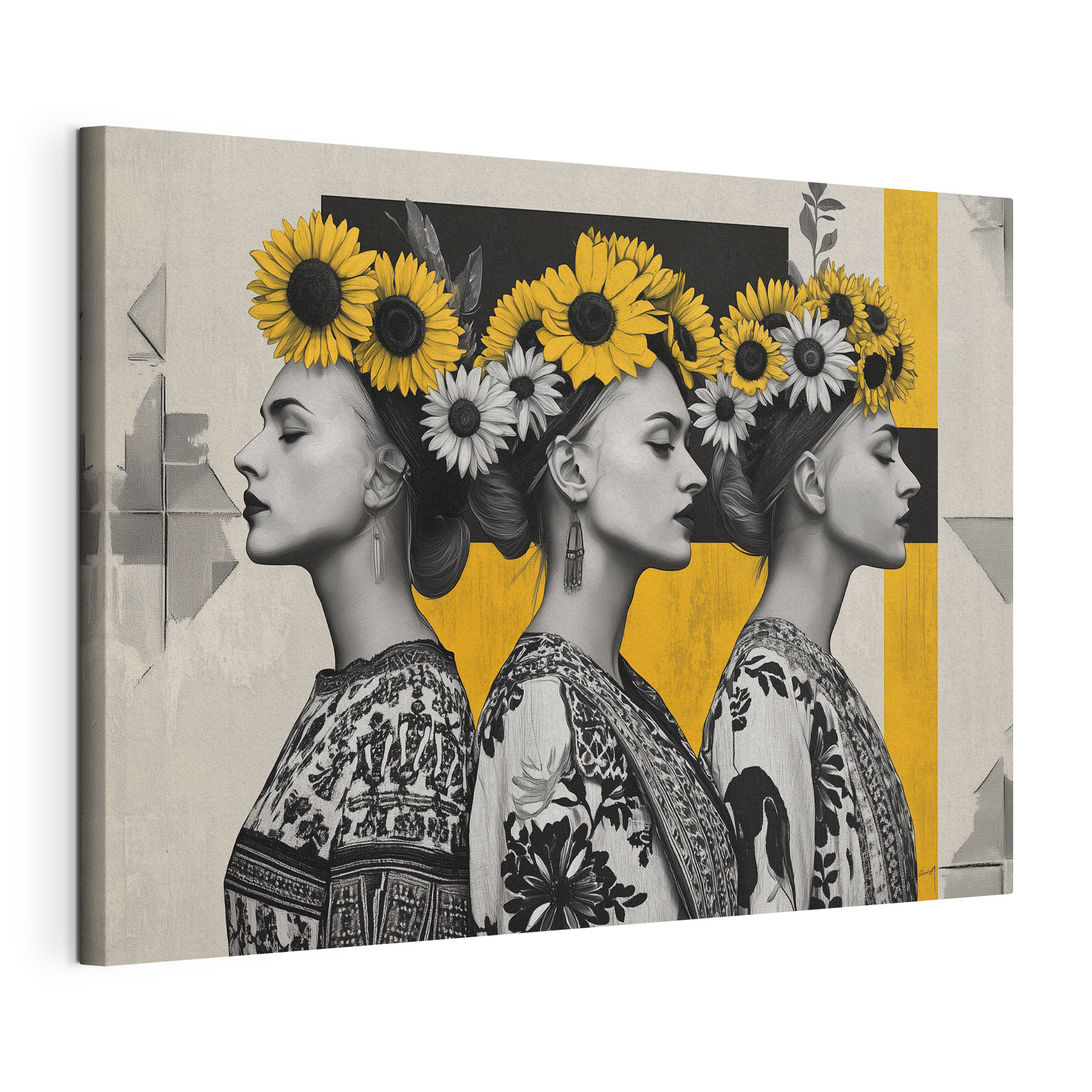 Group of women with sunflowers in their hair