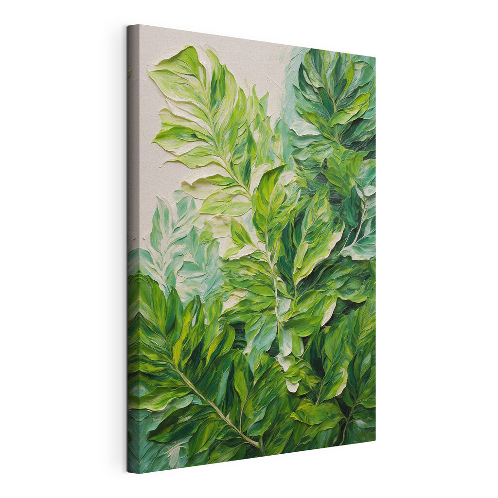 Painting of leaves on a white surface Painting of leaves on a white surface
