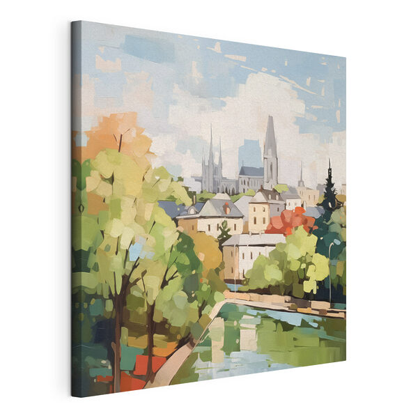 Obraz Maľba mesta so stromami a riekou (Katalógové číslo: s42834) Obraz Obraz Maľba mesta so stromami a riekou (Katalógové číslo: s42834)