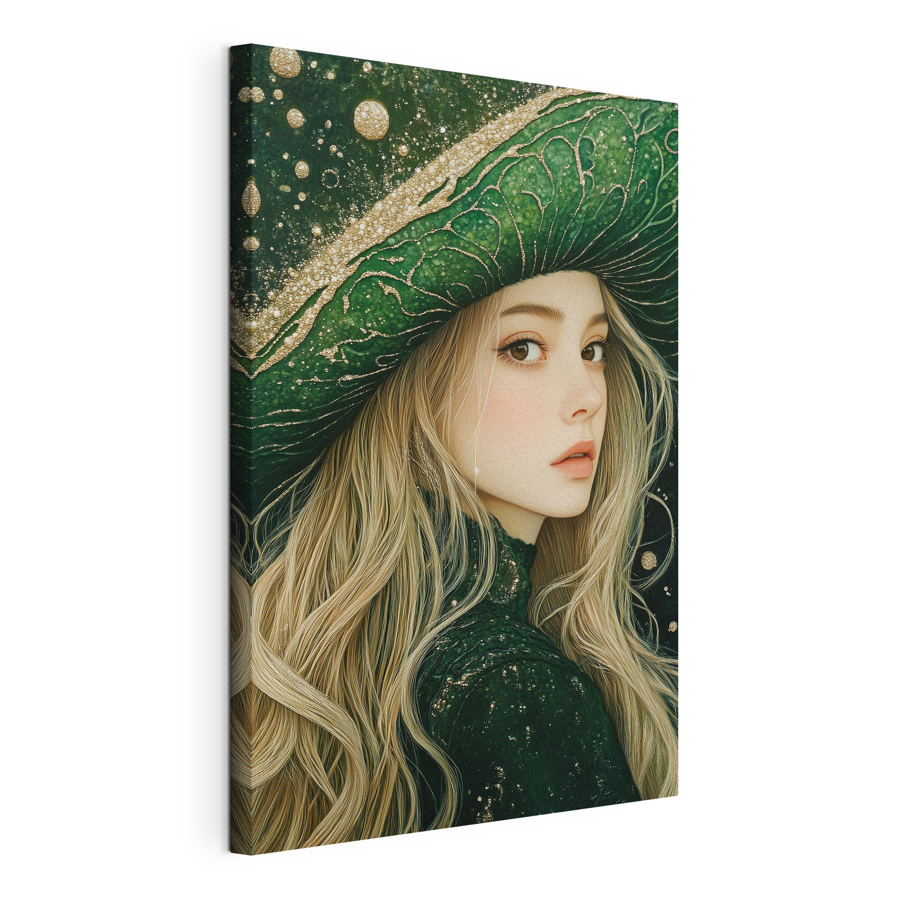 Woman wearing a green hat Woman wearing a green hat