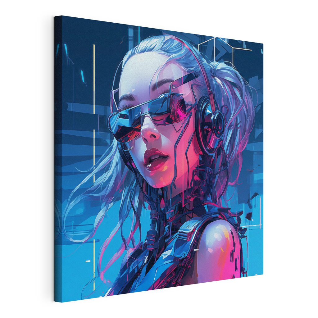 Woman wearing headphones and sunglasses