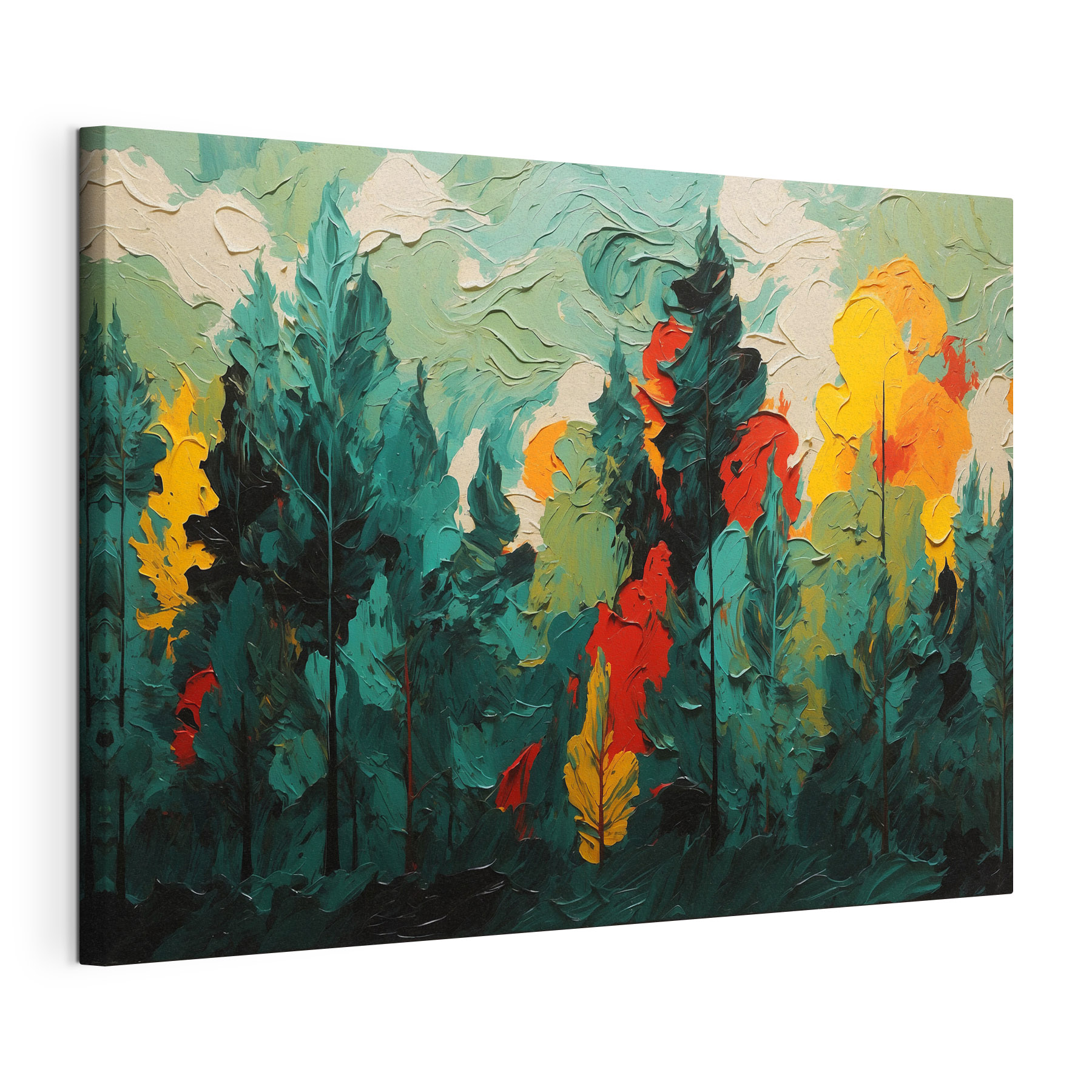 Painting of trees and sun