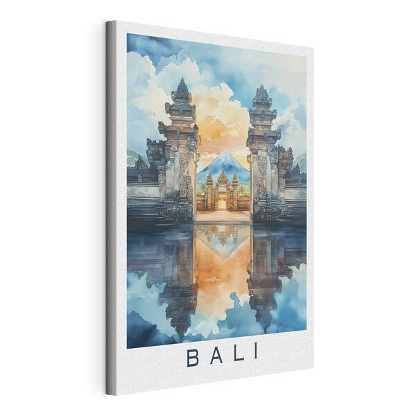 Watercolor painting of a temple with a mountain in the background Watercolor painting of a temple with a mountain in the background
