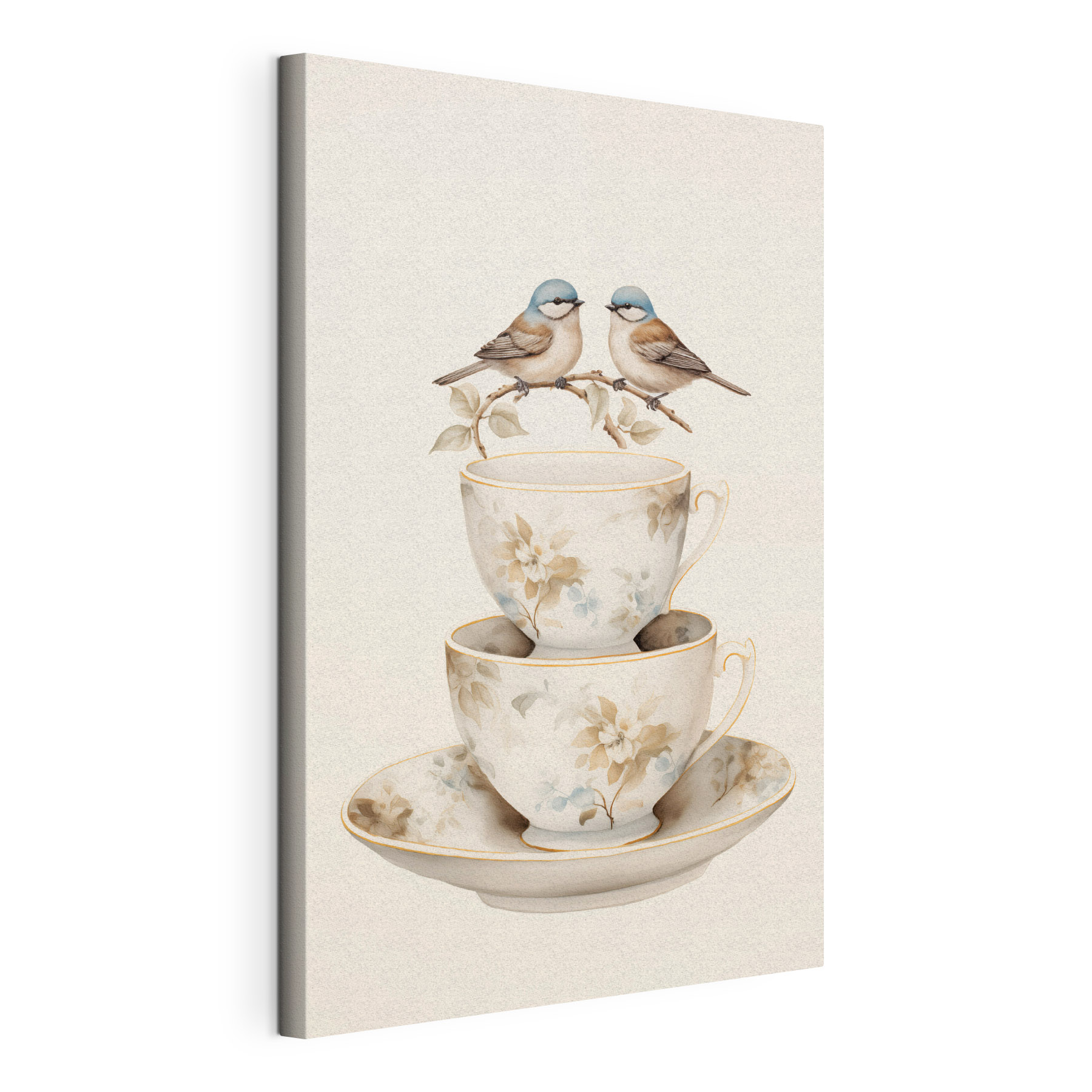 Two birds on a teacup