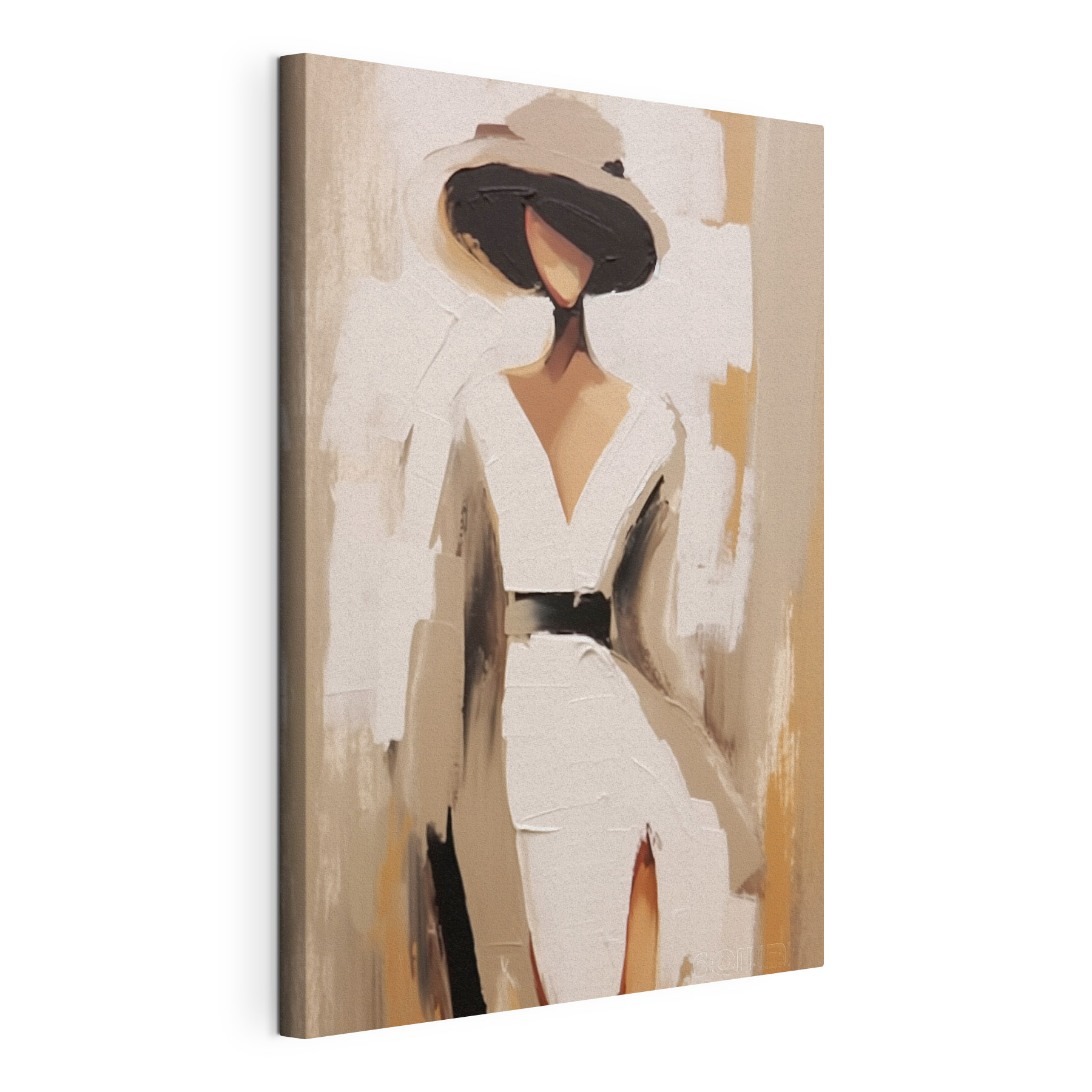 Painting of a woman in a white dress