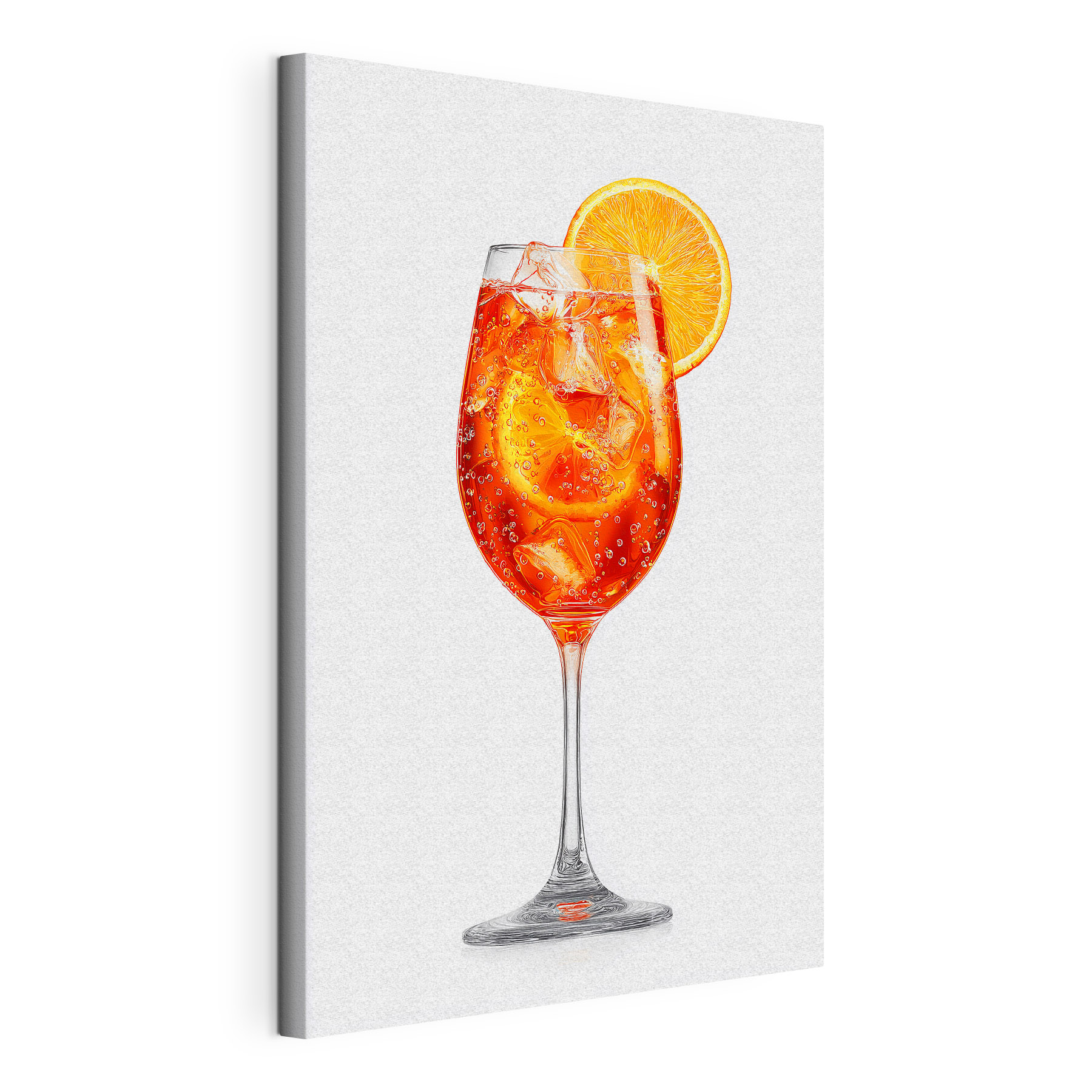 Glass of orange drink with ice and a slice of orange