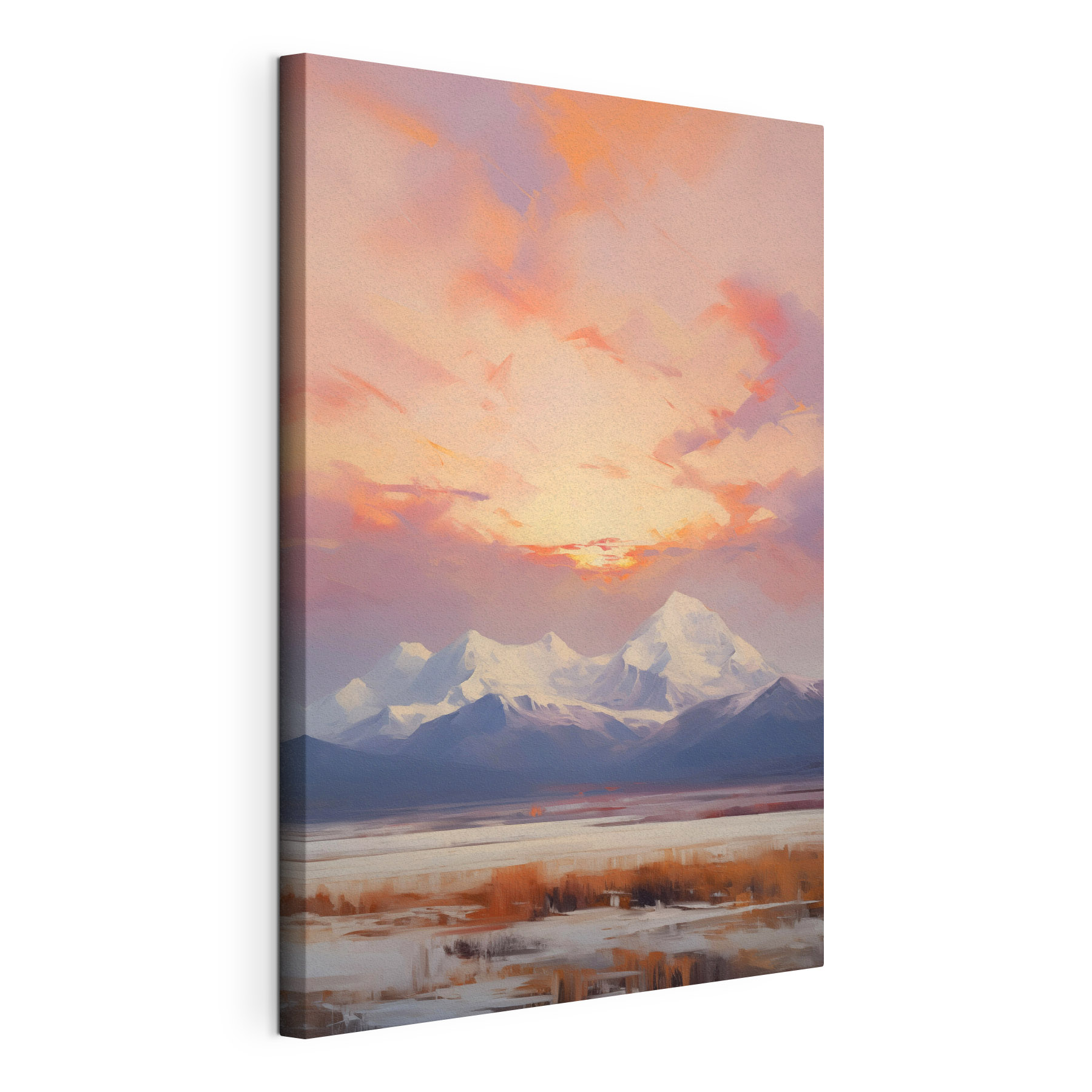 Mountain range with a pink sky Mountain range with a pink sky