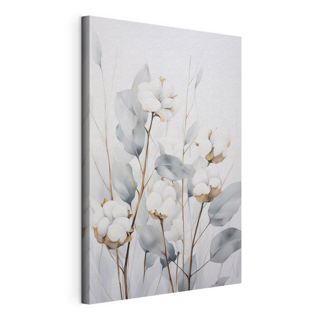 Painting of cotton flowers and leaves Painting of cotton flowers and leaves