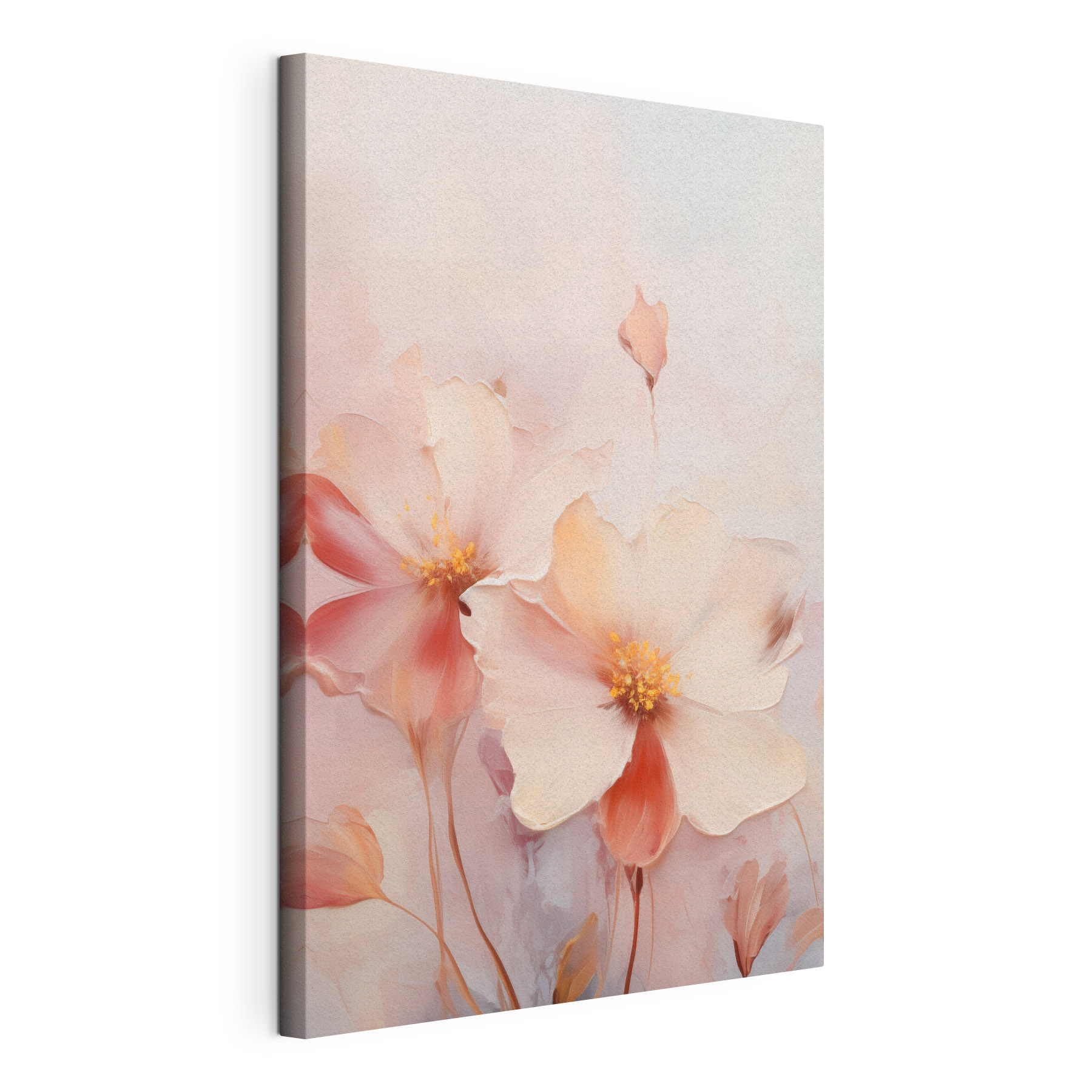 Painting of flowers on a white surface Painting of flowers on a white surface
