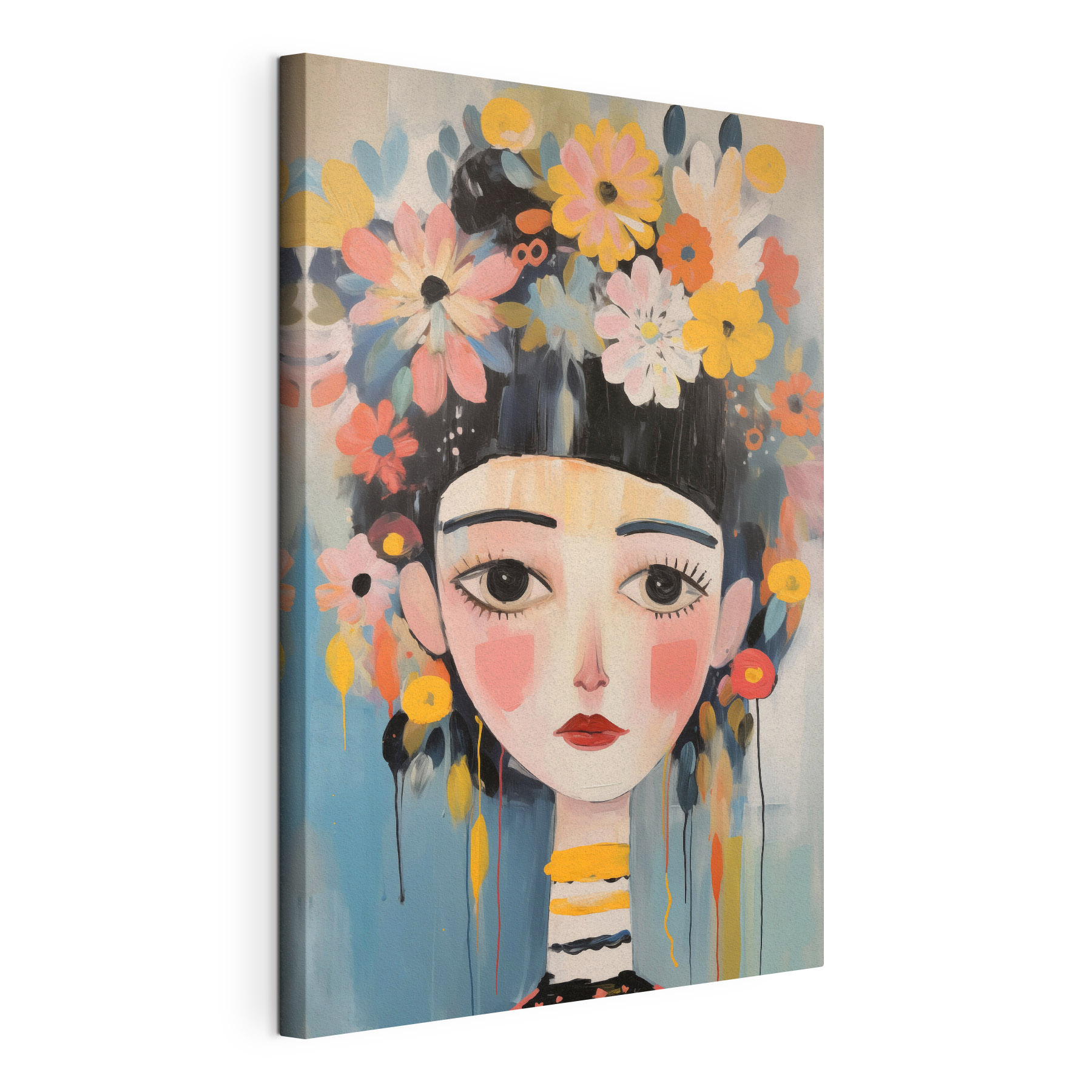 Painting of a woman with flowers in her hair