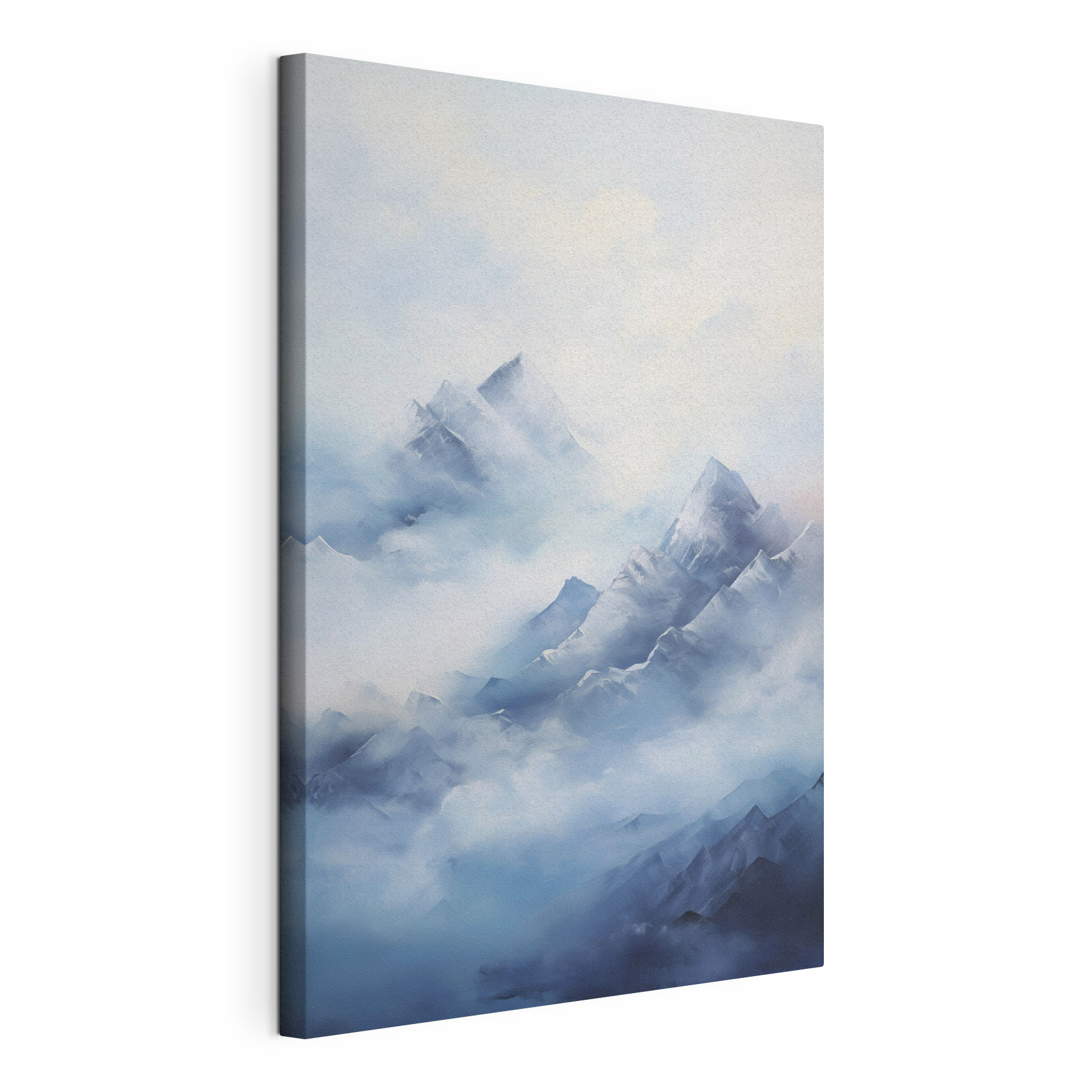 Painting of mountains in the clouds Painting of mountains in the clouds