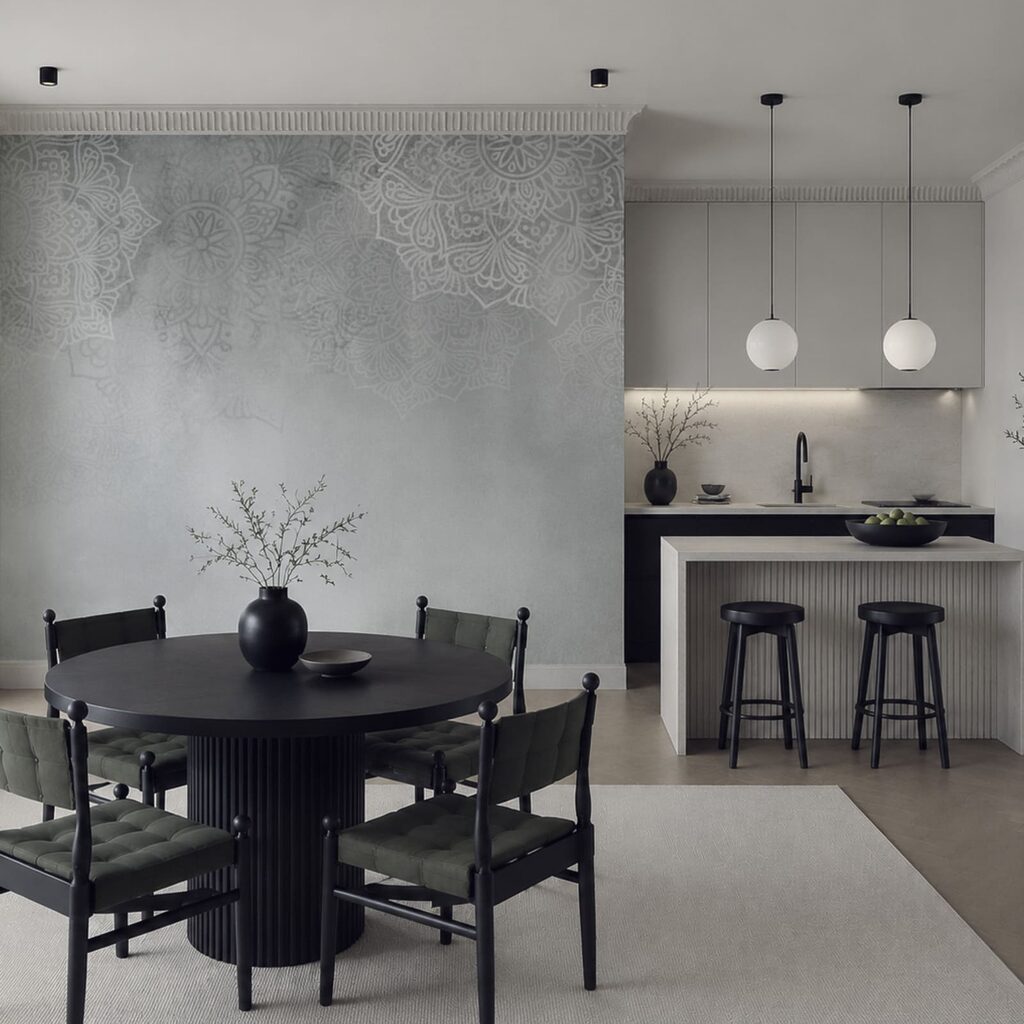 Biele a sivé pozadie s bielymi mandalami