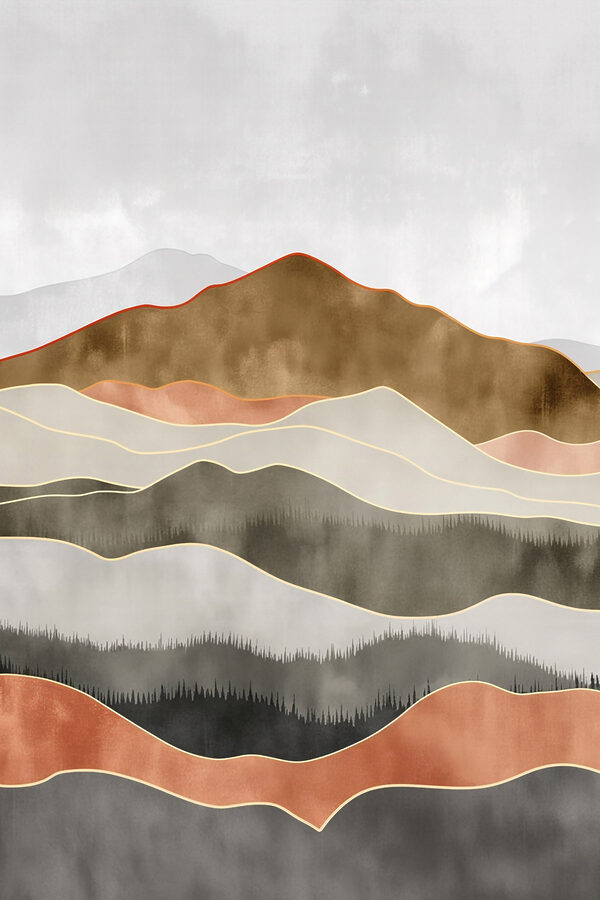 Painting of hills with trees Painting of hills with trees