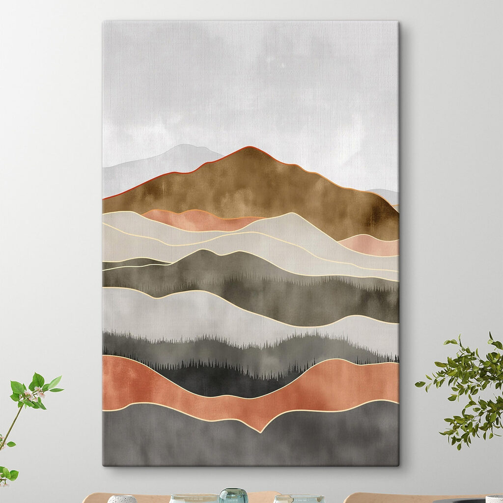 Painting of hills with trees Painting of hills with trees