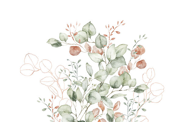 Watercolor painting of leaves and branches Watercolor painting of leaves and branches