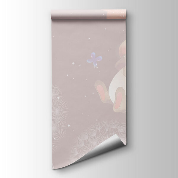 Wallpaper with rabbits and dandelions