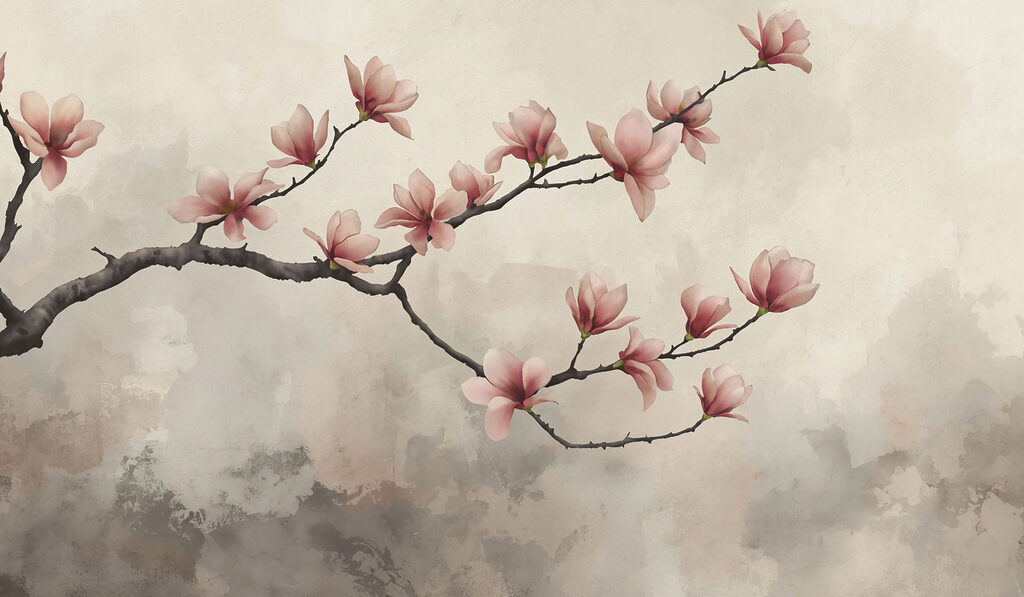 Branch with pink flowers