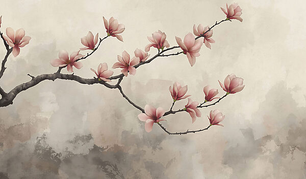 Branch with pink flowers