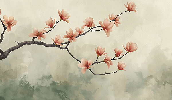 Branch with pink flowers
