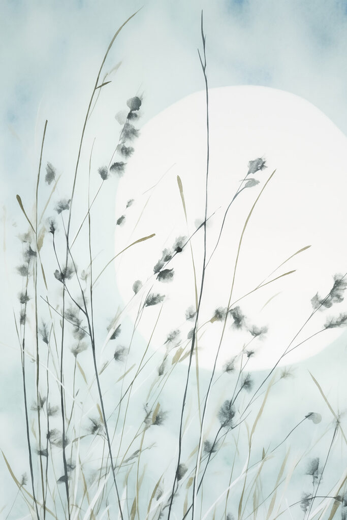 Gentle grass silhouette against the moon