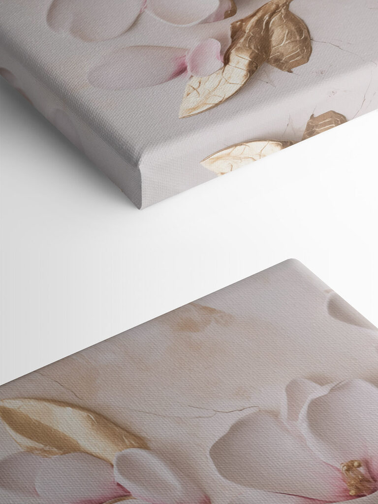 White and pink flowers on a marble surface