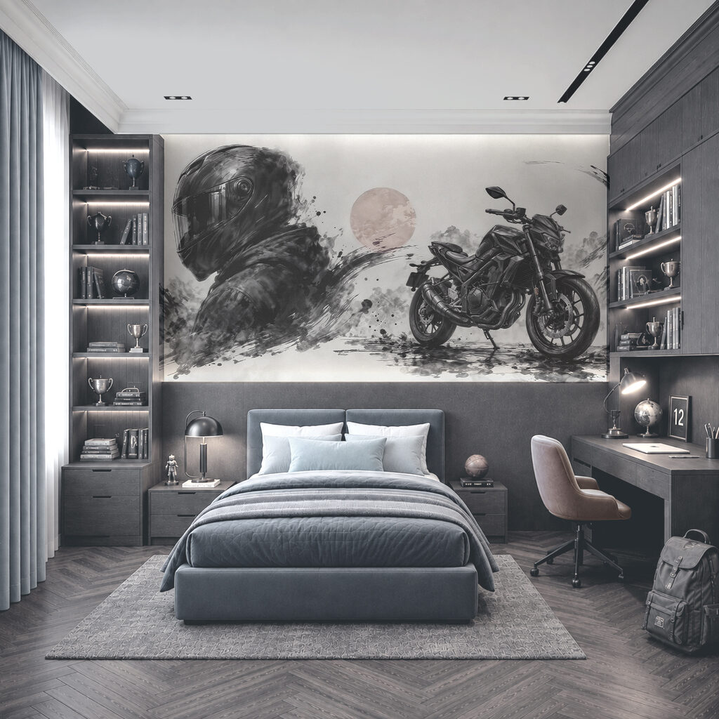 Motocykel s čiernou maskou
