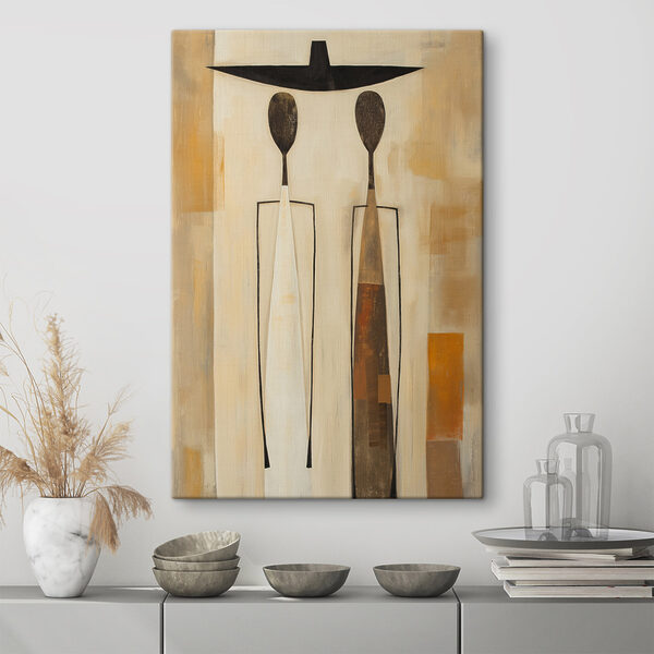 Painting of two vases with spoons Painting of two vases with spoons