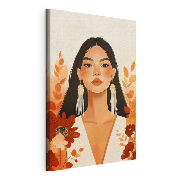 Woman with long hair and earrings