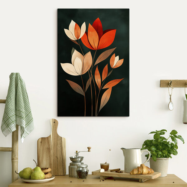 Painting of flowers with leaves Painting of flowers with leaves
