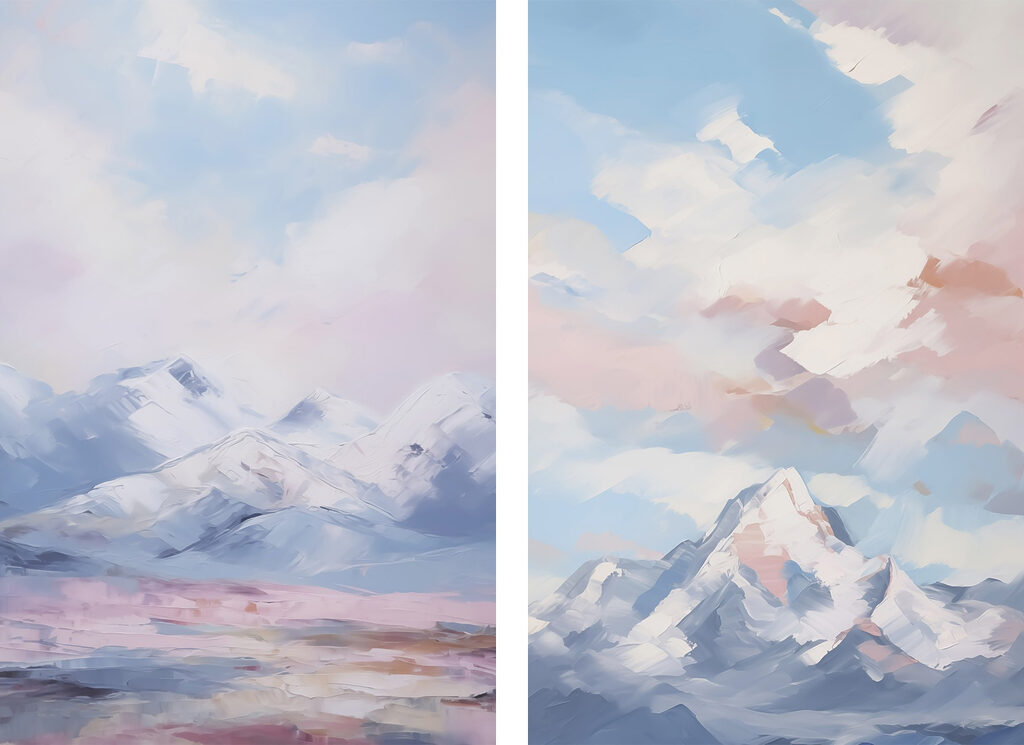 Painting of mountains and clouds Painting of mountains and clouds