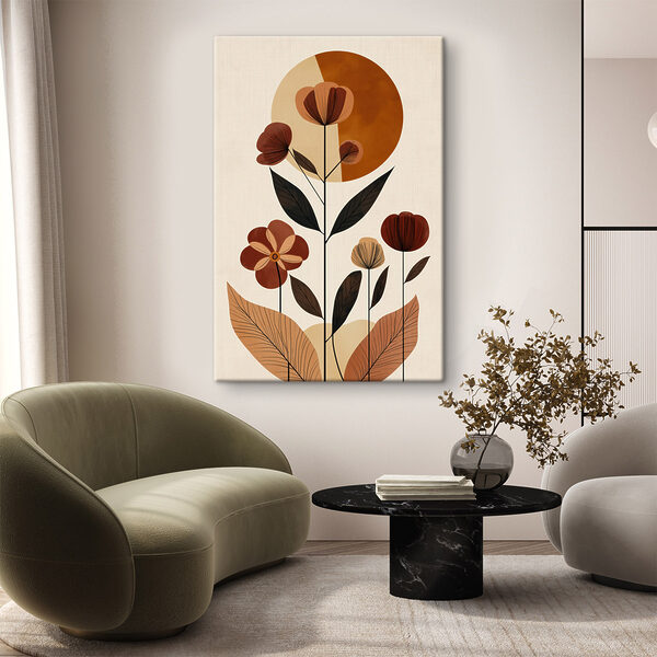 Flower with leaves and a circle