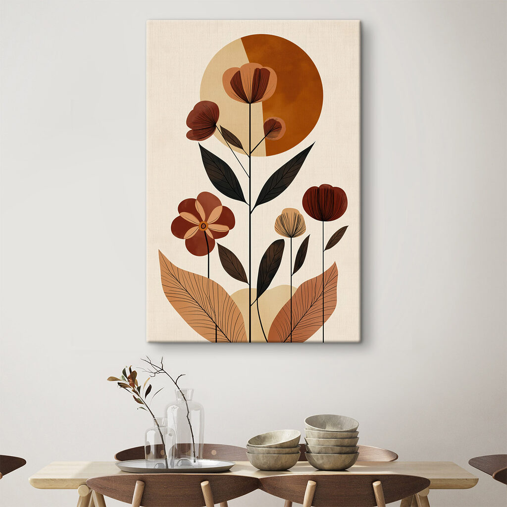 Flower with leaves and a circle