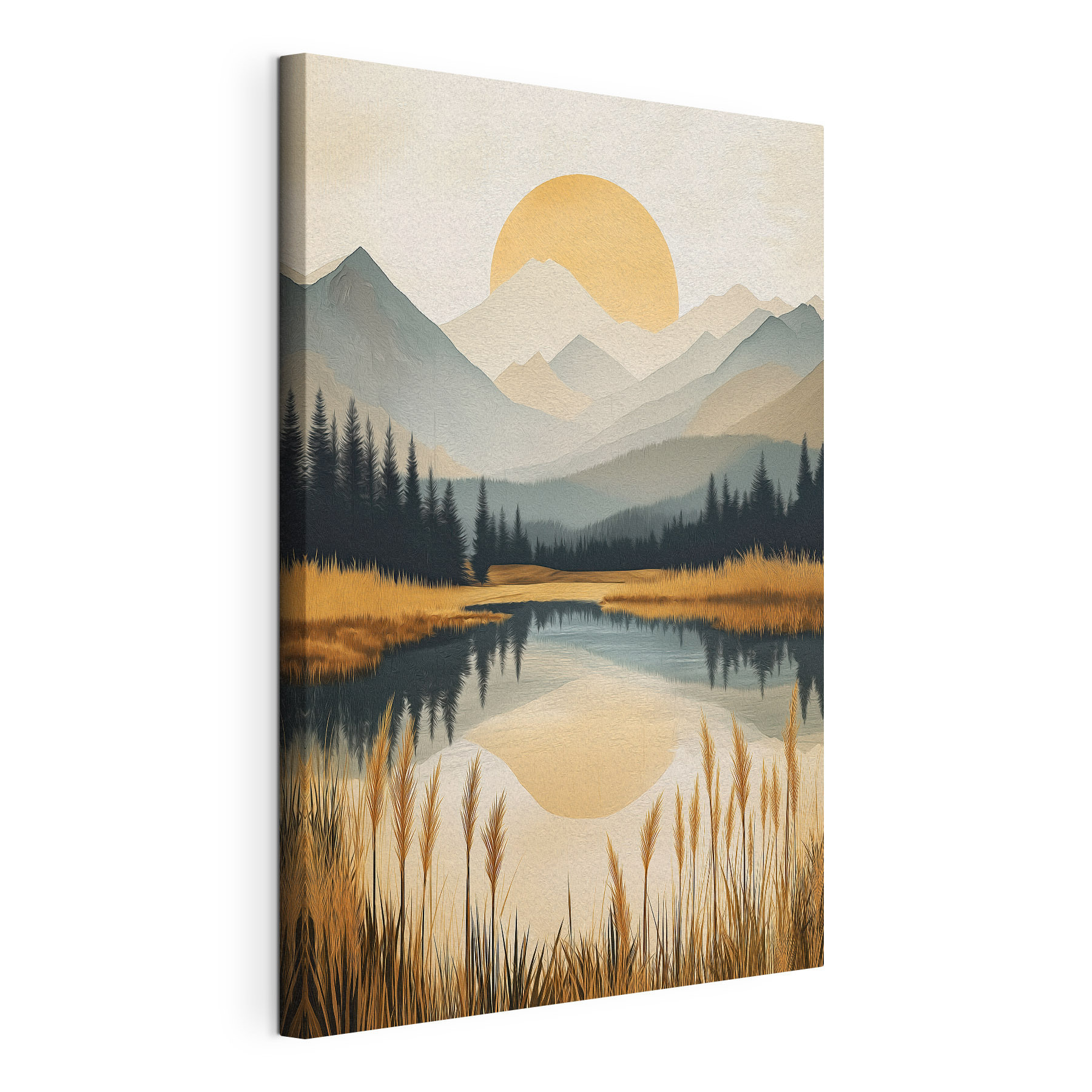 Landscape of a lake with mountains and trees Landscape of a lake with mountains and trees