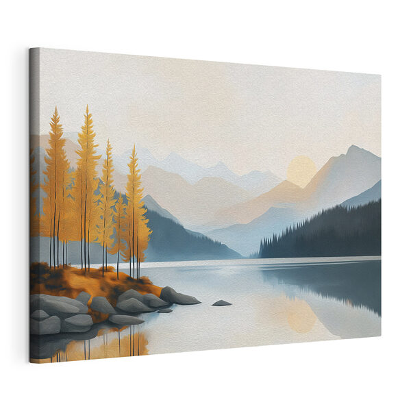 Lake with trees and mountains in the background Lake with trees and mountains in the background