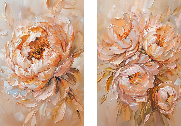 Painting of flowers on canvas