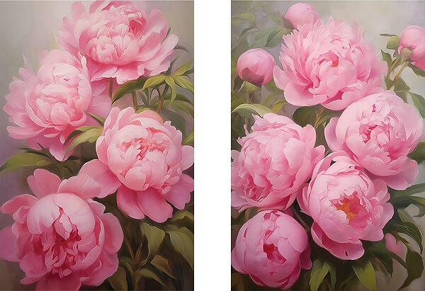 Blooming pink peonies in soft light