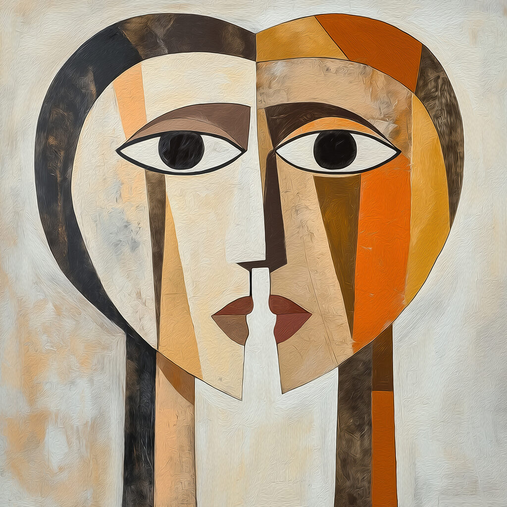 Painting of a face and heart Painting of a face and heart