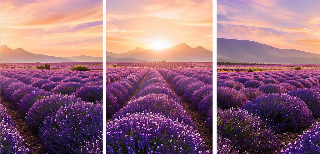 Lavender field with mountains in the background Lavender field with mountains in the background