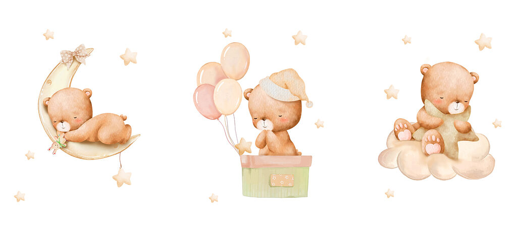 Teddy bear in a box with balloons Teddy bear in a box with balloons