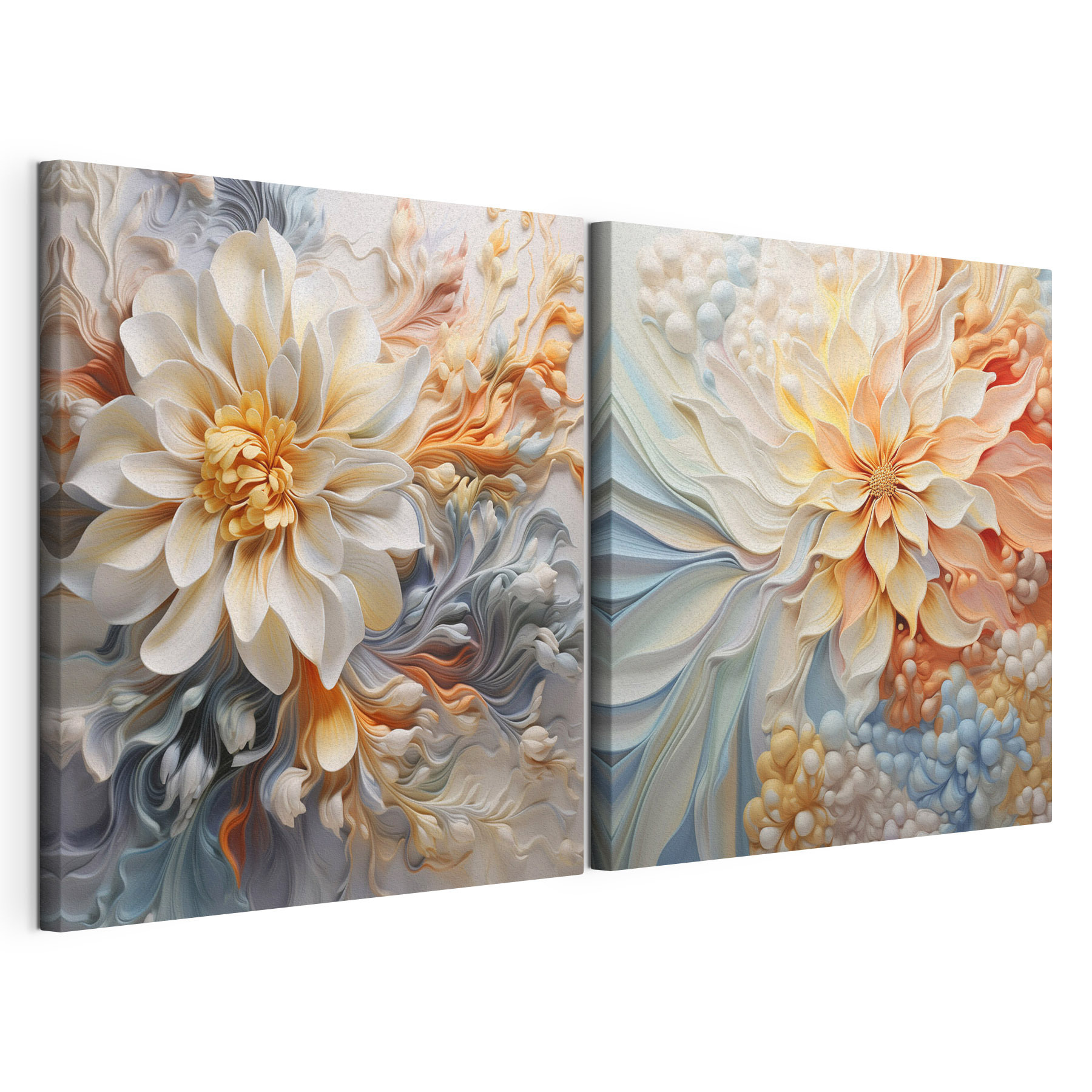 - Elegant blooms in soft pastel hues - Elegant blooms in soft pastel hues