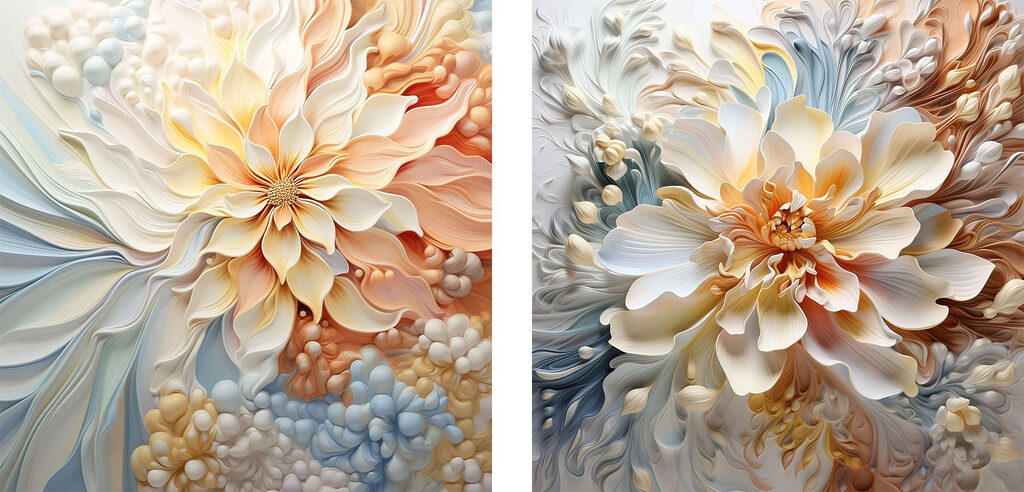 Elegant floral designs in soft hues Elegant floral designs in soft hues