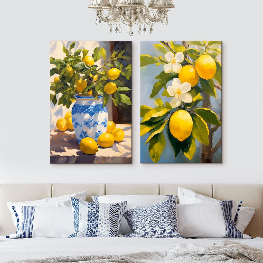 Lemons in a vase and a vase with lemons Lemons in a vase and a vase with lemons