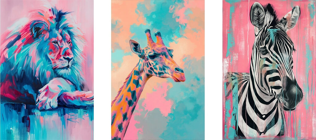 Collage of a giraffe
