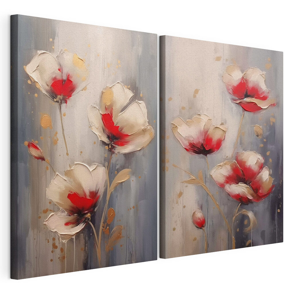 Painting of flowers on a grey background Painting of flowers on a grey background