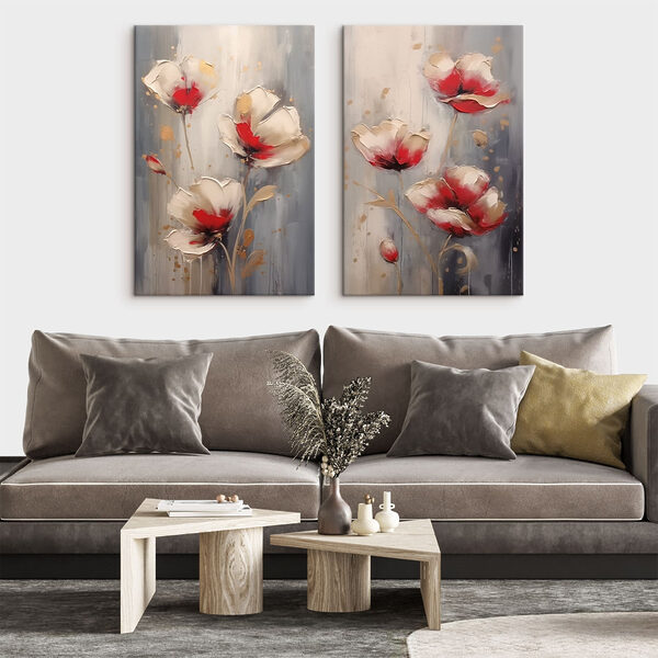 Painting of flowers on a grey background Painting of flowers on a grey background