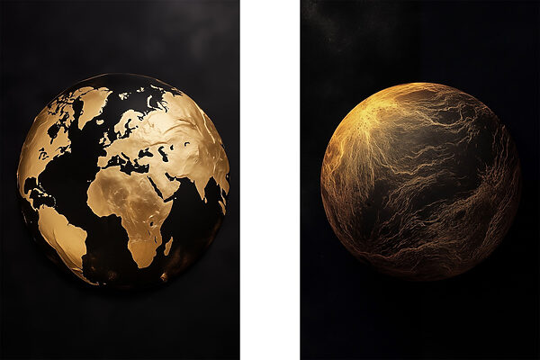 Artistic representation of celestial bodies