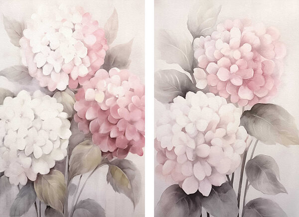 Painting of flowers on a white background Painting of flowers on a white background