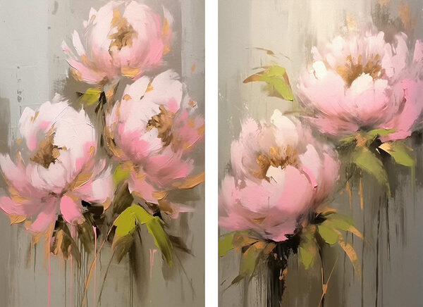 Painting of flowers on a grey background Painting of flowers on a grey background