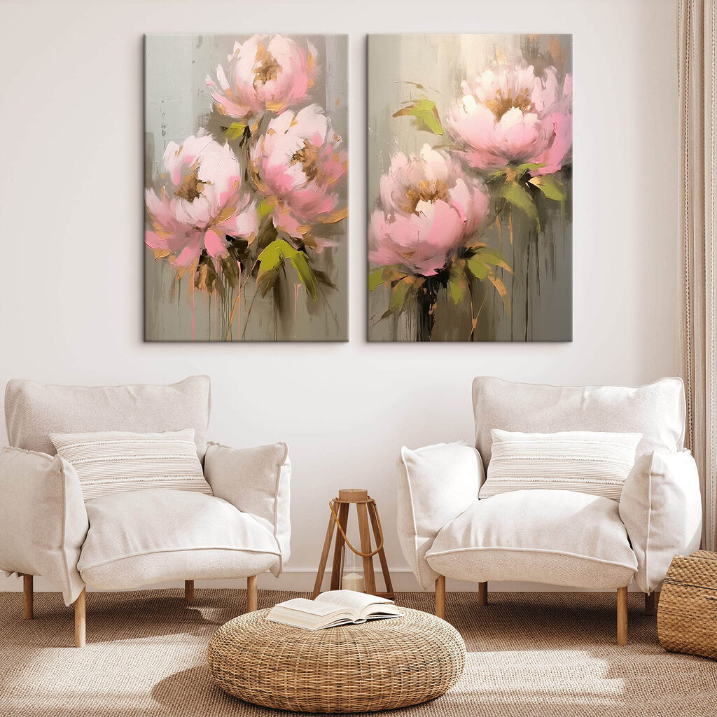 Painting of flowers on a grey background Painting of flowers on a grey background